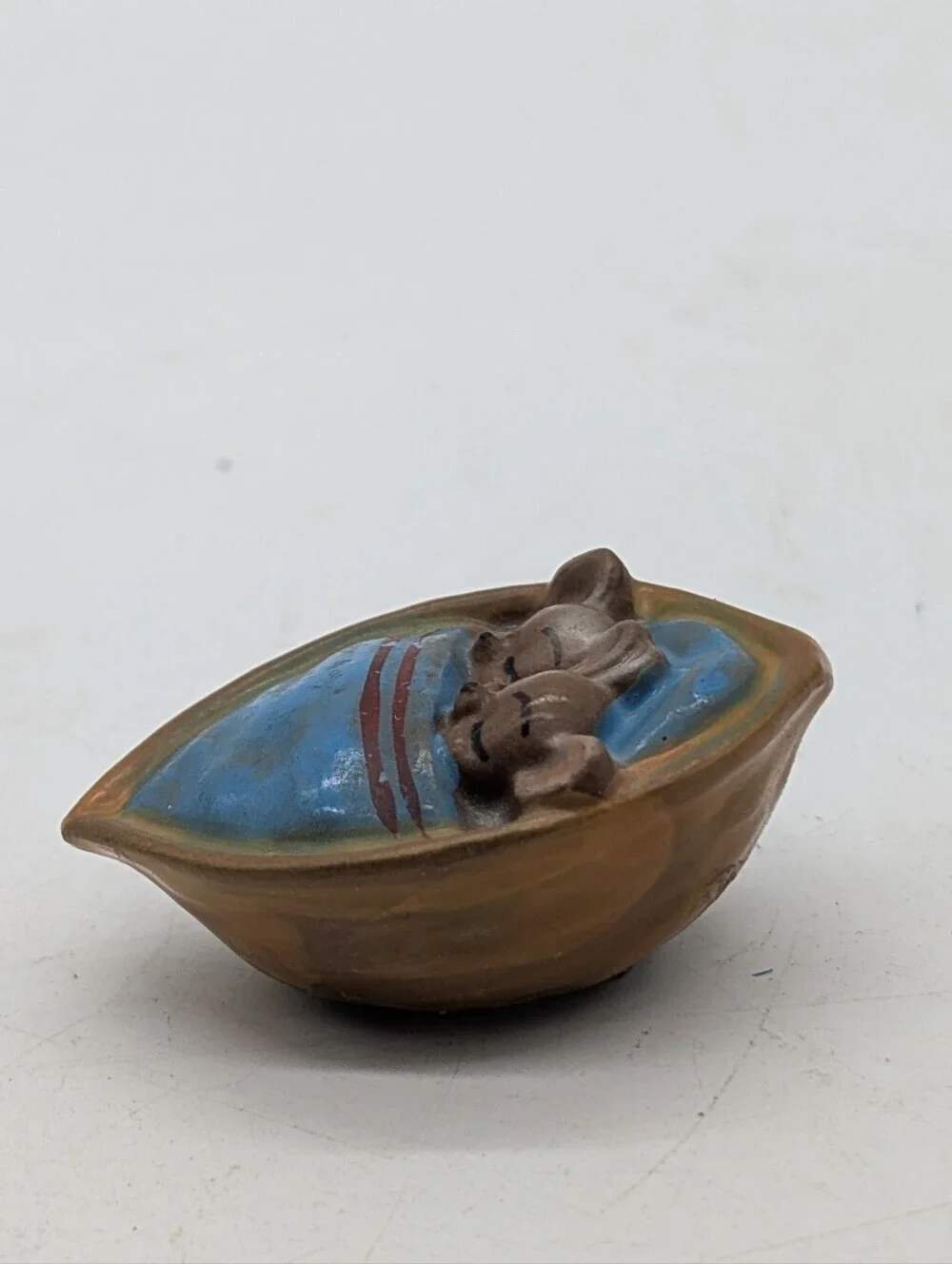 Vintage Josef Originals Mice in Walnut Shell Miniature Figurine - Japan